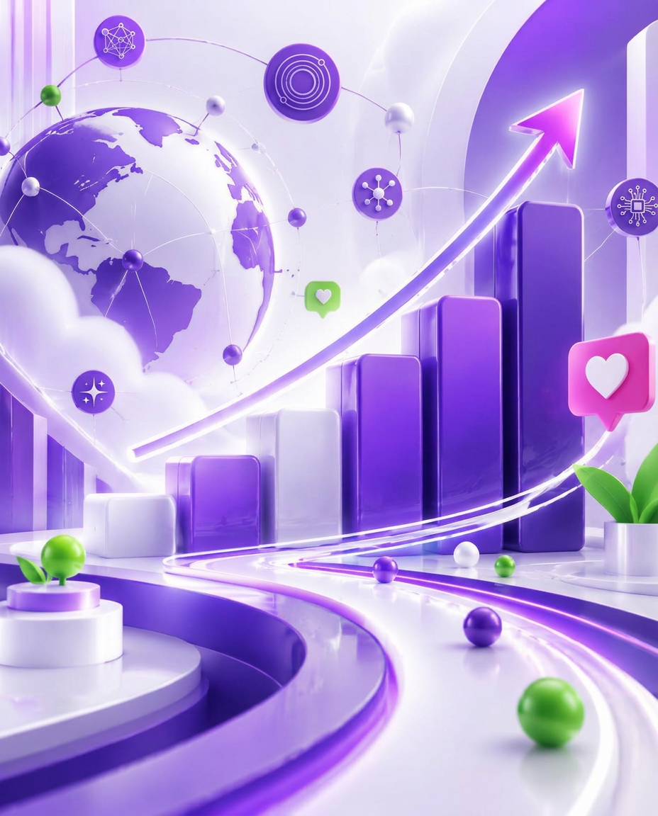 Abstract graphic showing connected digital growth
